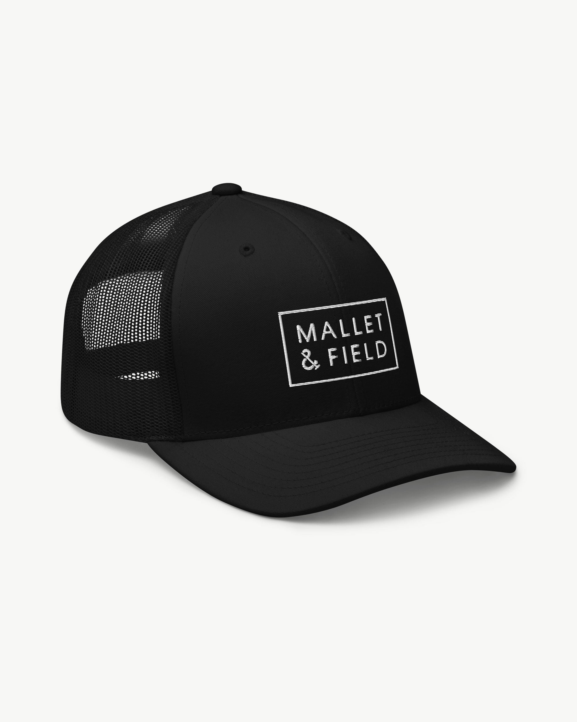 Mallet-and-Field-field-logo-embroidered-trucker-hat-black-front-right.jpg