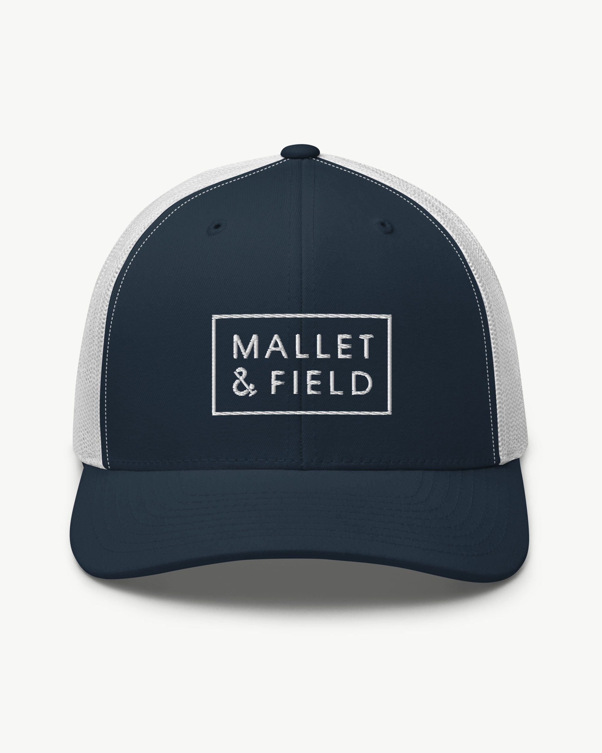 Mallet-and-Field-field-logo-embroidered-trucker-hat-navy-white-front.jpg